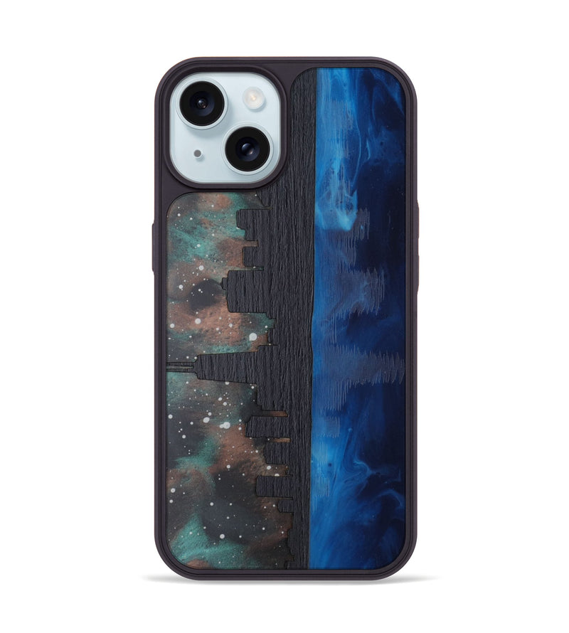 iPhone 15 Wood Phone Case - Chicago Skyline (Terrain)