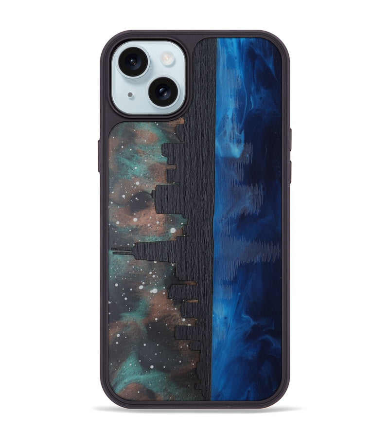 iPhone 15 Plus Wood Phone Case - Chicago Skyline (Terrain)