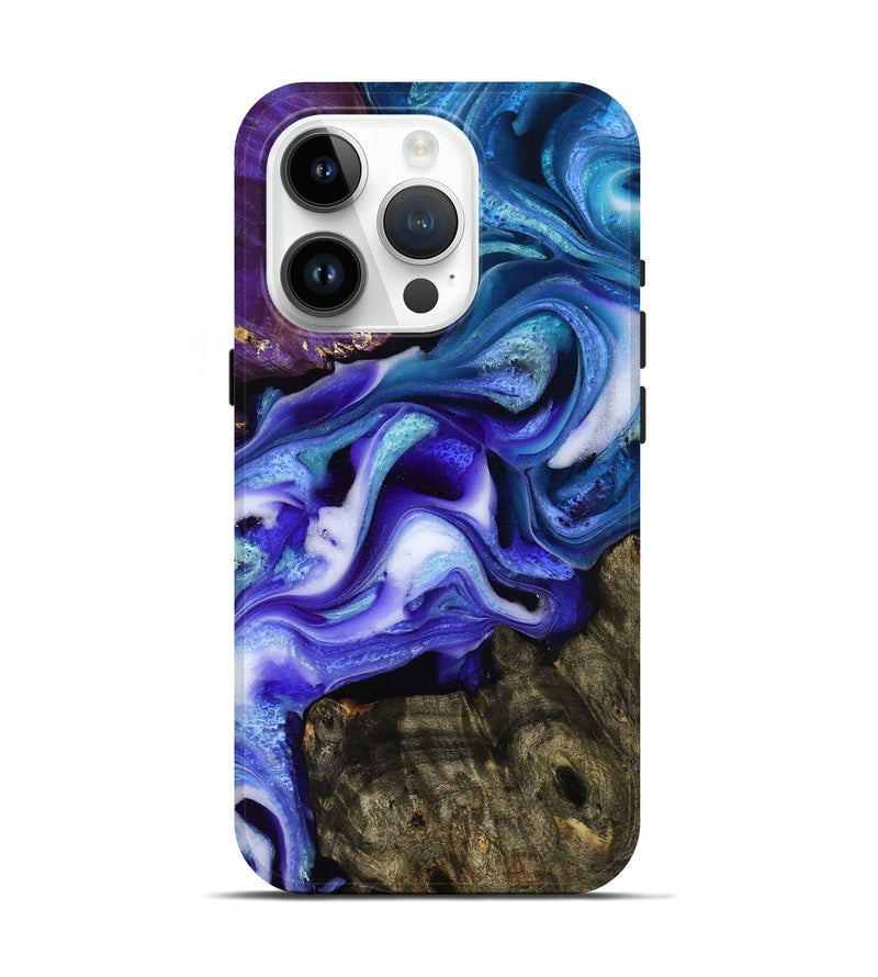 iPhone 15 Pro Wood Live Edge Phone Case - Enos (Blue, 804861)