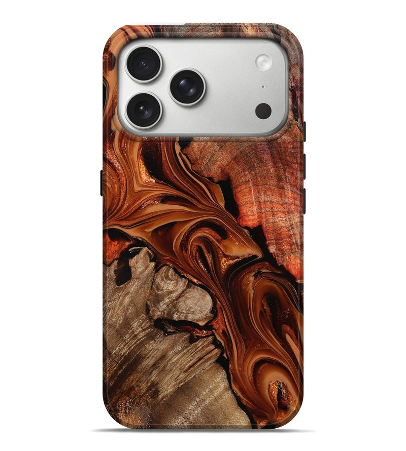 iPhone 17 Pro Max Wood Live Edge Phone Case - Lisha (Red, 804866)