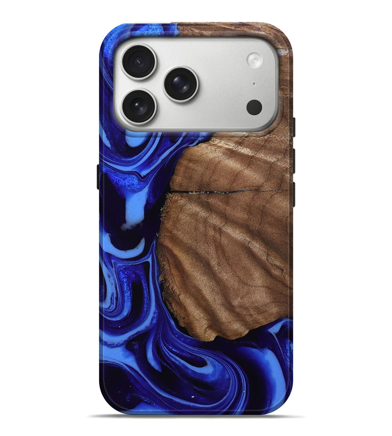 iPhone 17 Pro Max Wood Live Edge Phone Case - Norah (Blue, 804877)