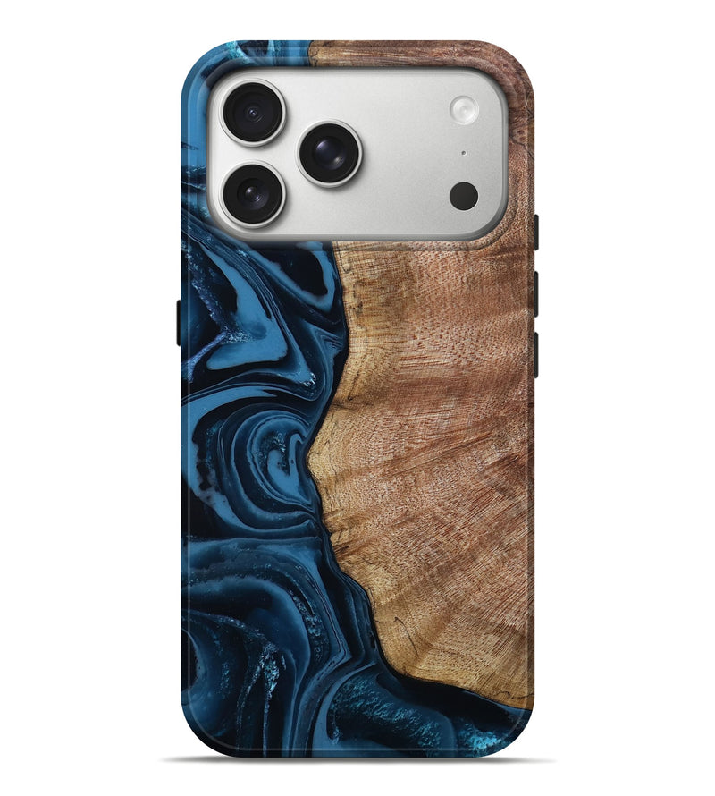iPhone 17 Pro Max Wood Live Edge Phone Case - Shayna (Blue, 804879)