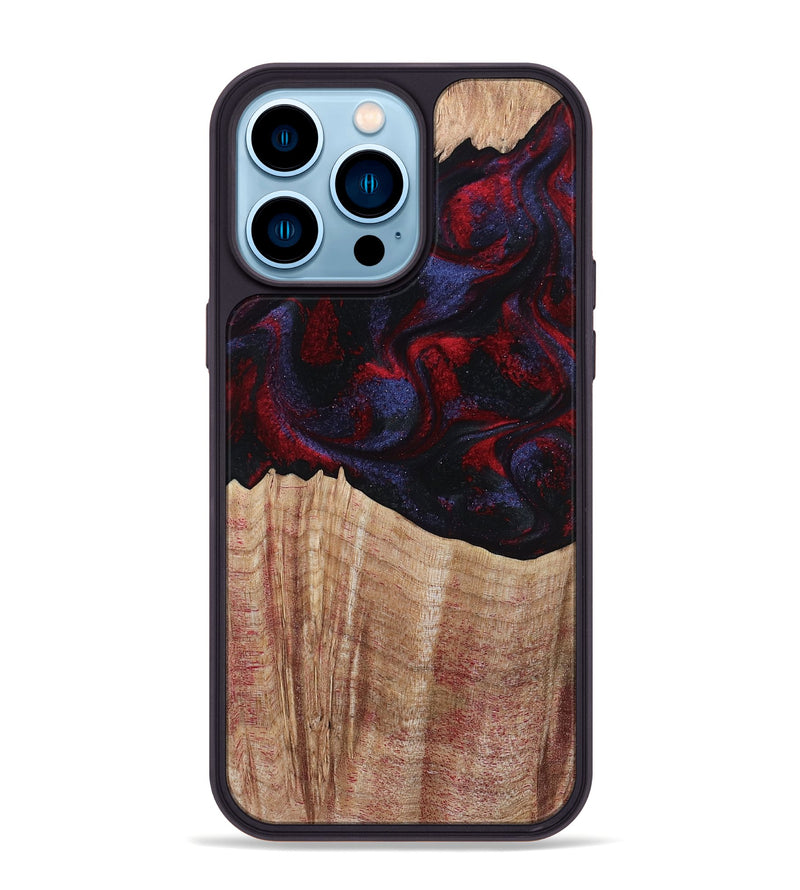 iPhone 14 Pro Max Wood Phone Case - Elza (Red, 804906)