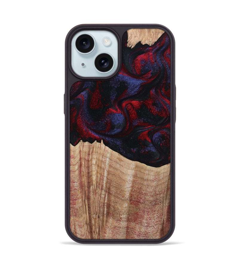 iPhone 15 Wood Phone Case - Elza (Red, 804906)