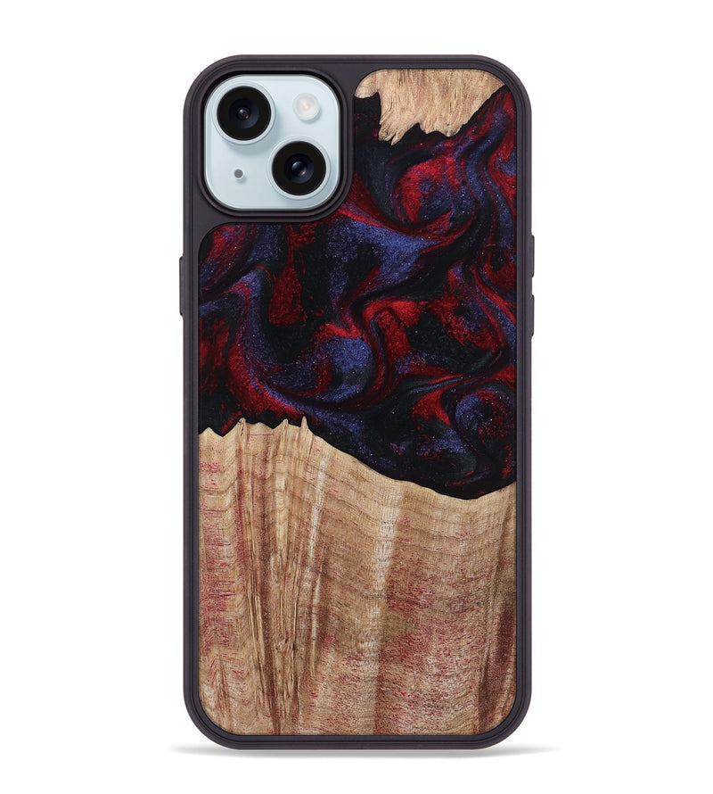 iPhone 15 Plus Wood Phone Case - Elza (Red, 804906)
