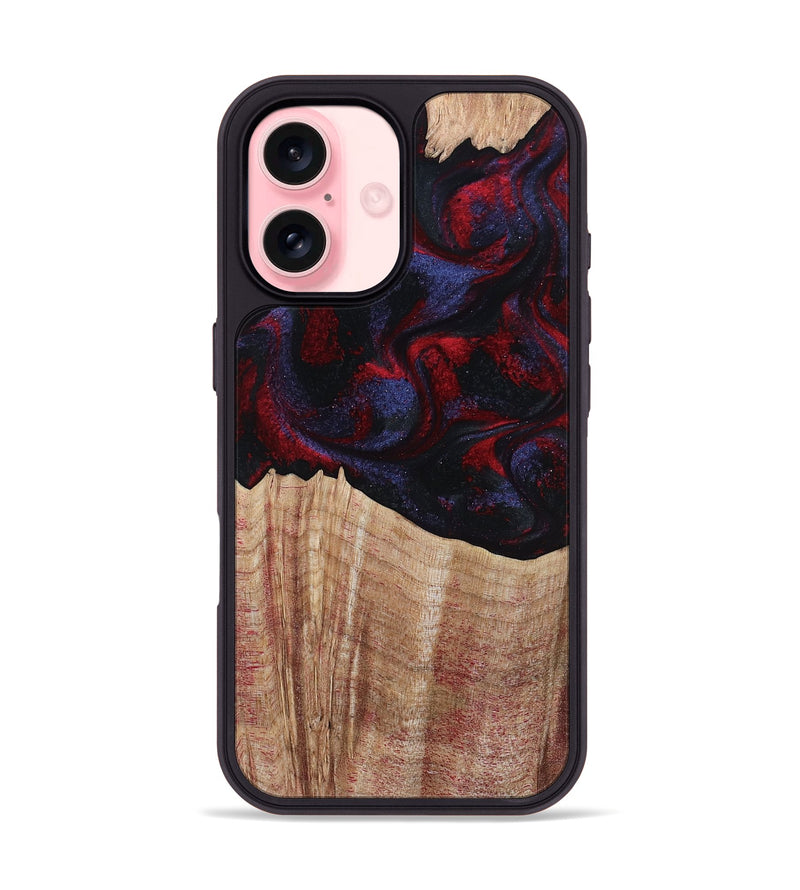 iPhone 16 Wood Phone Case - Elza (Red, 804906)