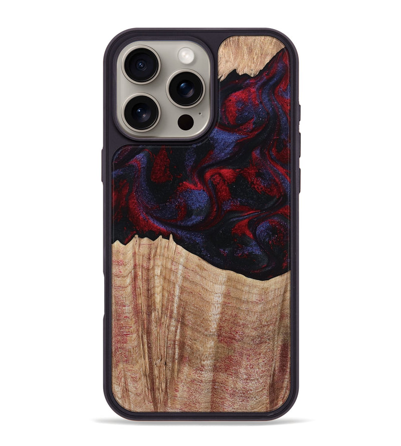 iPhone 16 Pro Max Wood Phone Case - Elza (Red, 804906)