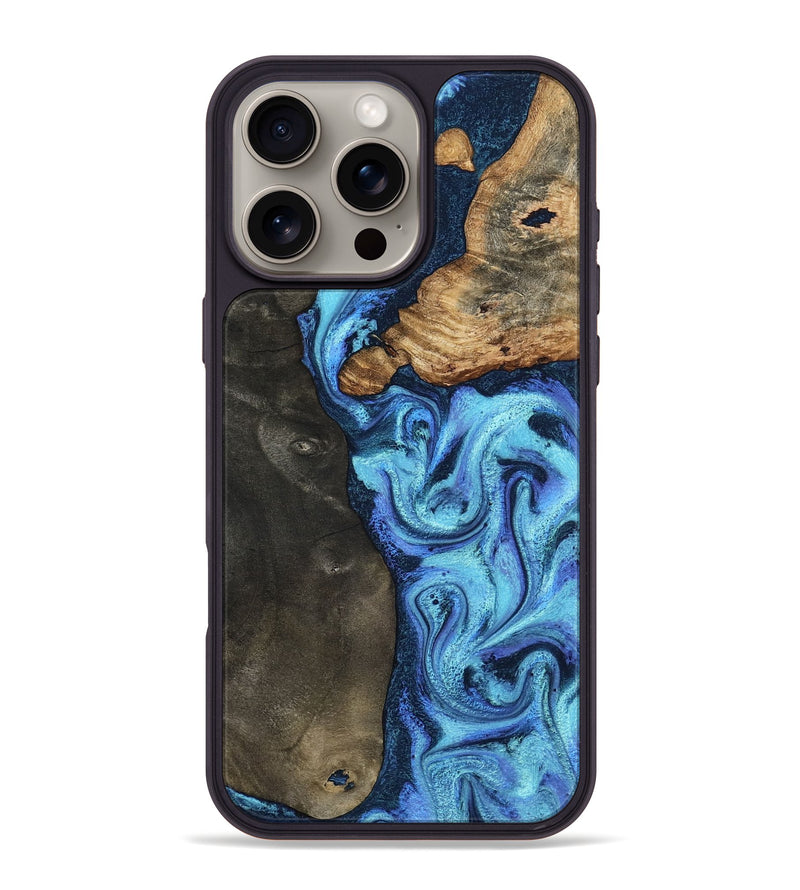 iPhone 16 Pro Max Wood Phone Case - Dian (Blue, 804908)