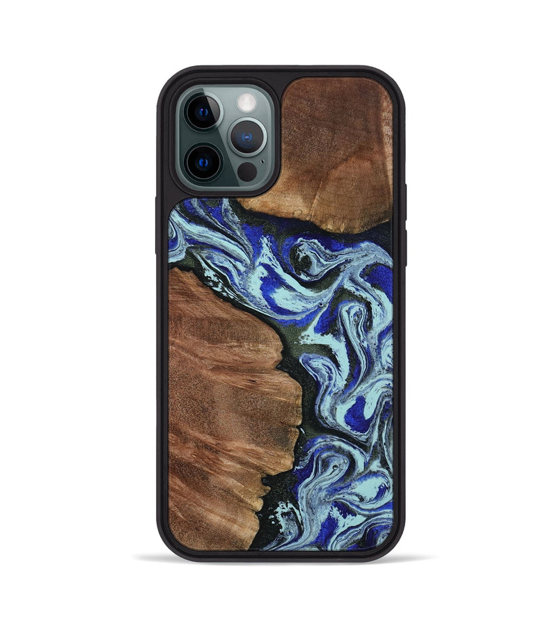 iPhone 12 Pro Wood Phone Case - Earlene (Blue, 804912)