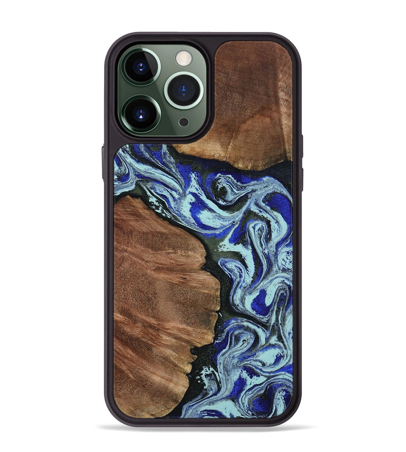 iPhone 13 Pro Max Wood Phone Case - Earlene (Blue, 804912)