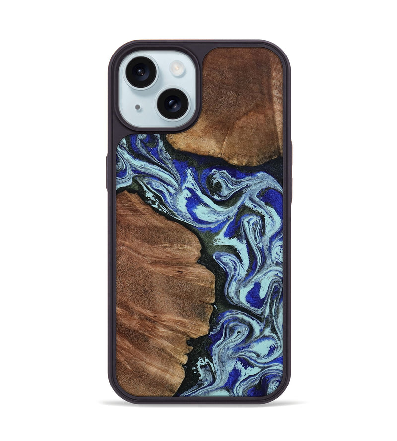 iPhone 15 Wood Phone Case - Earlene (Blue, 804912)
