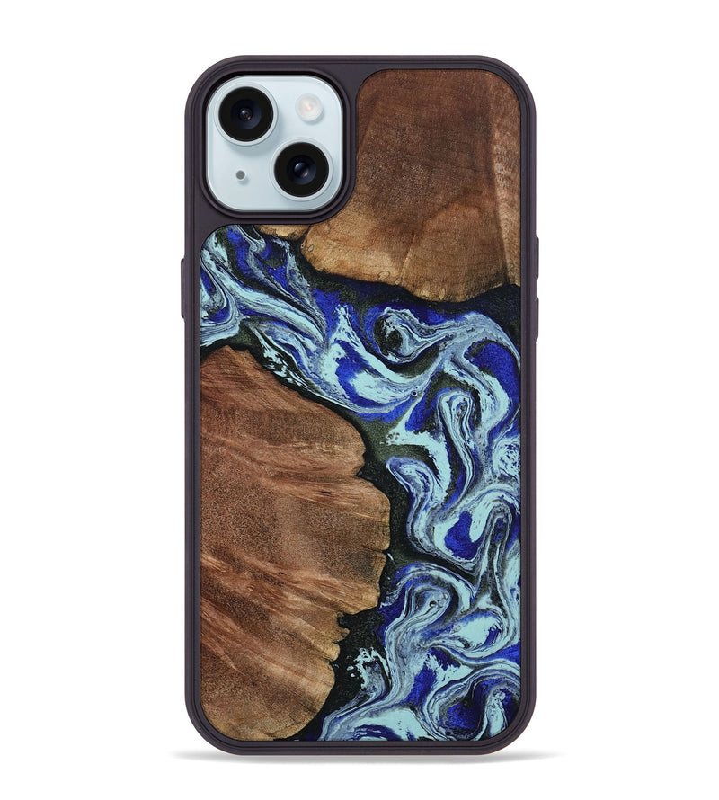 iPhone 15 Plus Wood Phone Case - Earlene (Blue, 804912)