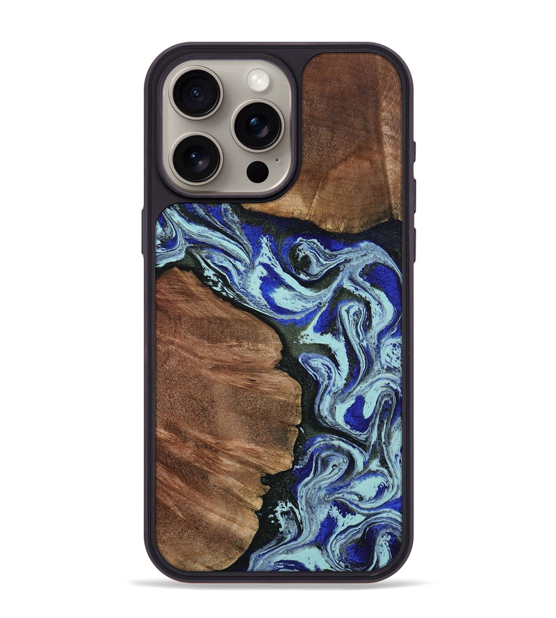 iPhone 15 Pro Max Wood Phone Case - Earlene (Blue, 804912)