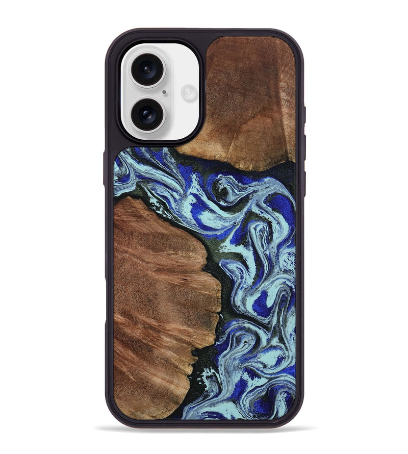 iPhone 16 Plus Wood Phone Case - Earlene (Blue, 804912)