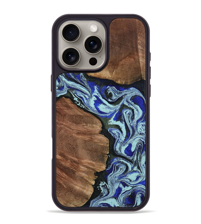 iPhone 16 Pro Max Wood Phone Case - Earlene (Blue, 804912)