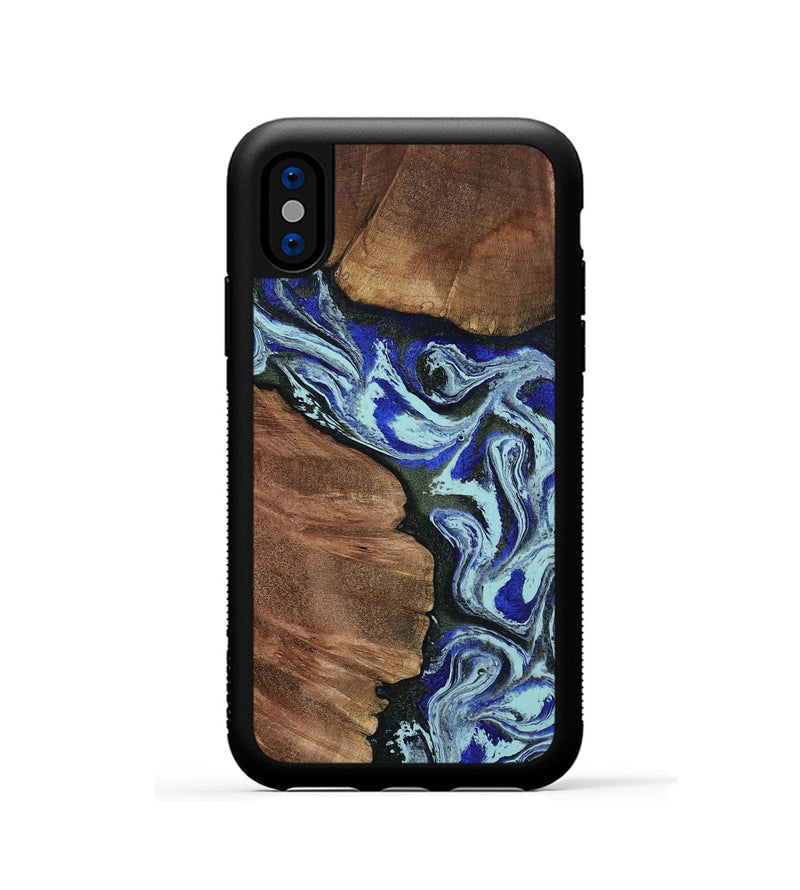 iPhone Xs Wood Phone Case - Earlene (Blue, 804912)