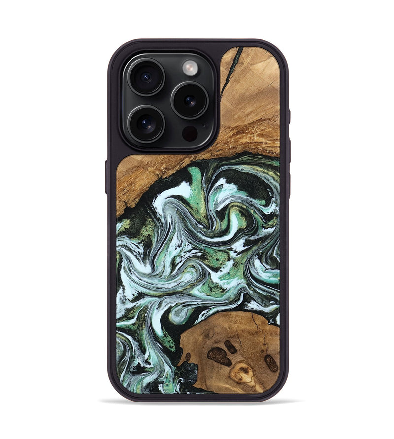 iPhone 15 Pro Wood Phone Case - Marely (Green, 805112)