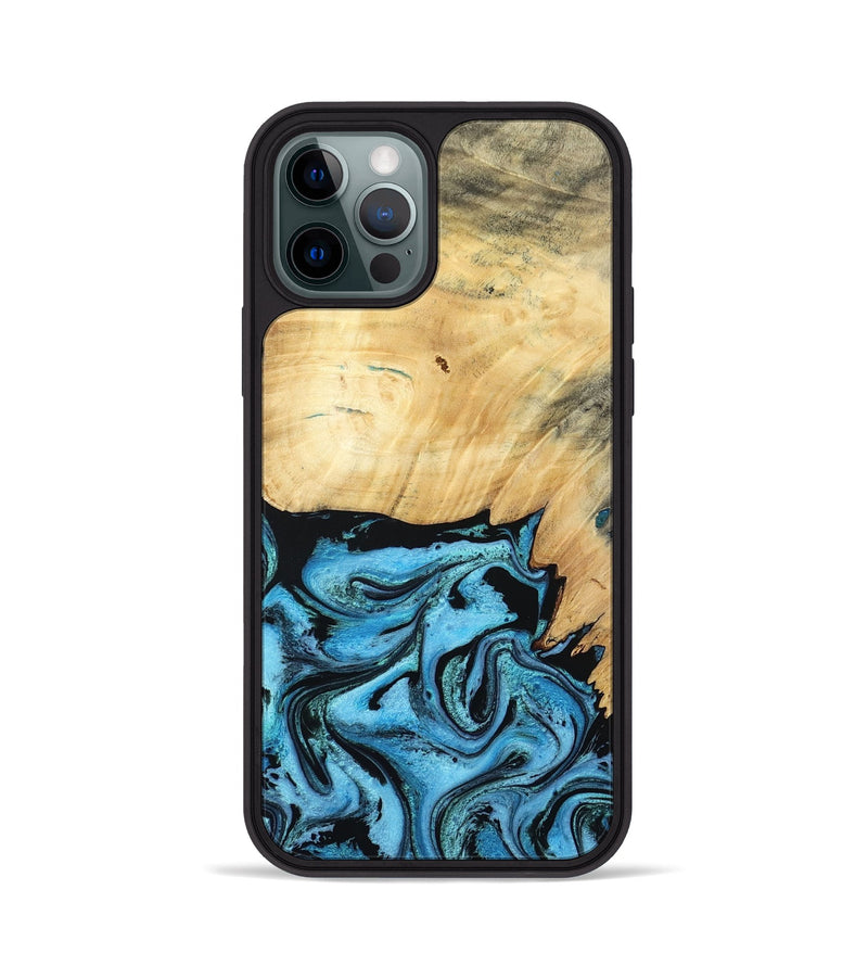 iPhone 12 Pro Wood Phone Case - Rubin (Blue, 805130)