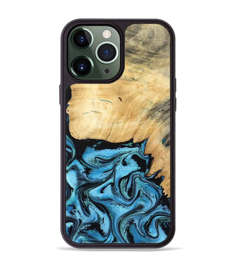 iPhone 13 Pro Max Wood Phone Case - Rubin (Blue, 805130)