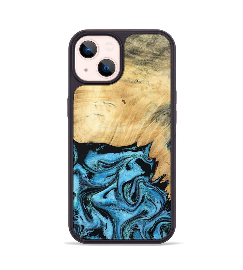 iPhone 14 Wood Phone Case - Rubin (Blue, 805130)