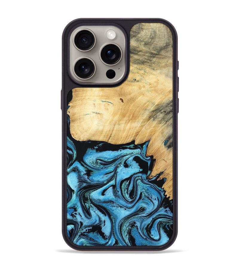 iPhone 15 Pro Max Wood Phone Case - Rubin (Blue, 805130)