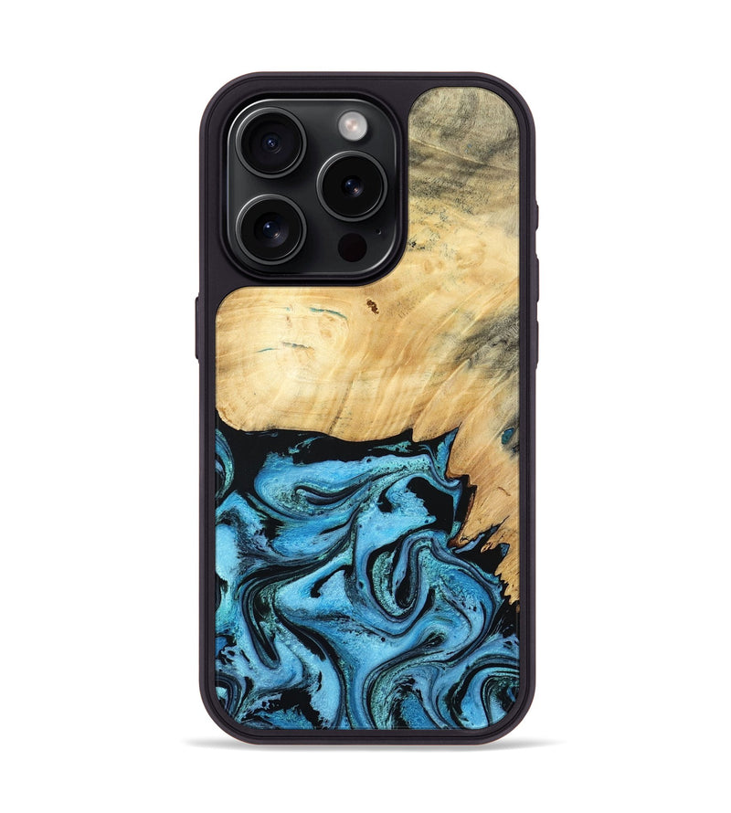 iPhone 15 Pro Wood Phone Case - Rubin (Blue, 805130)