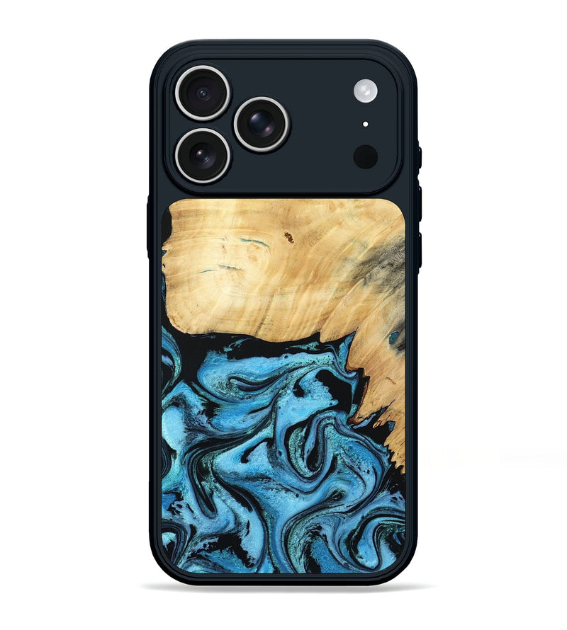 iPhone 17 Pro Max Wood Phone Case - Rubin (Blue, 805130)