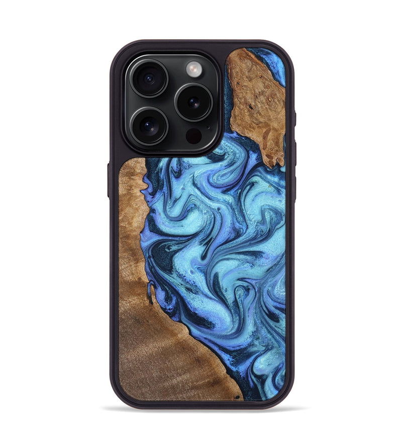 iPhone 15 Pro Wood Phone Case - Mollie (Blue, 805133)