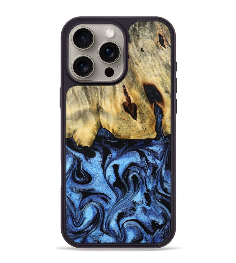 iPhone 16 Pro Max Wood Phone Case - Taya (Blue, 805138)