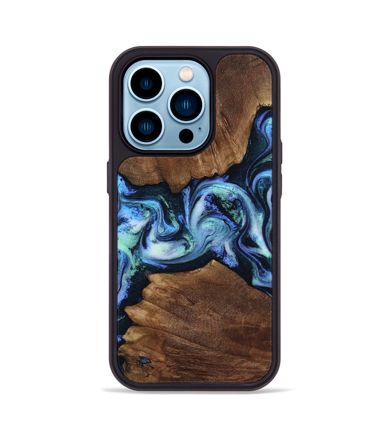 iPhone 14 Pro Wood Phone Case - Verla (Blue, 805141)