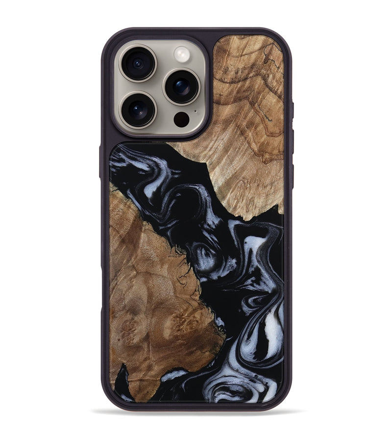 iPhone 16 Pro Max Wood Phone Case - Louella (Black & White, 805193)