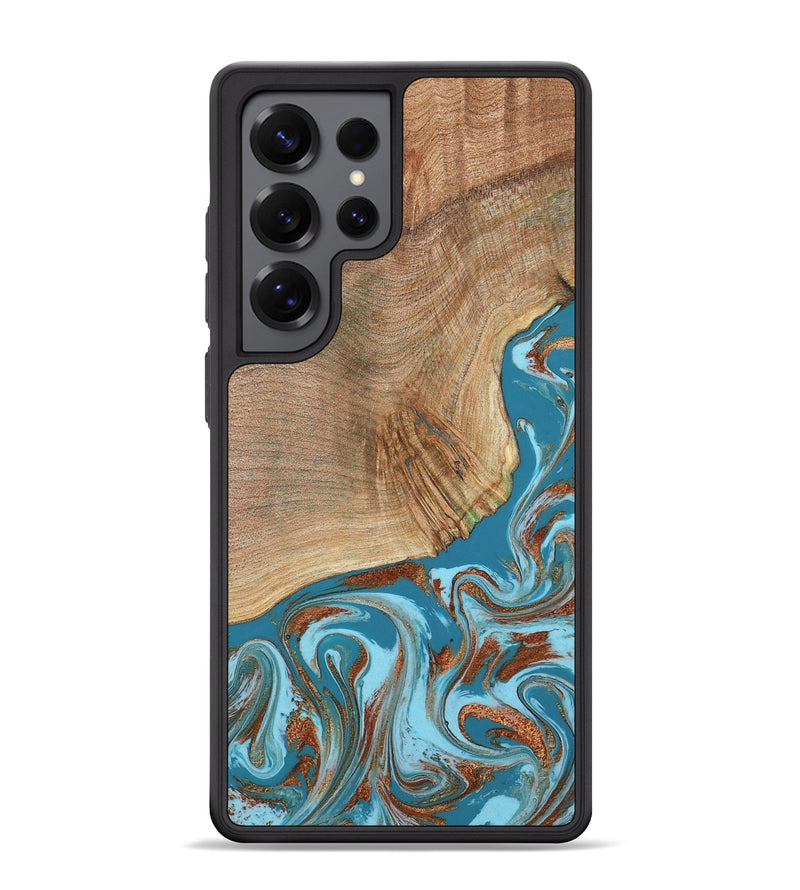 Galaxy S25 Ultra Wood Phone Case - Tamya (Teal & Gold, 805199)