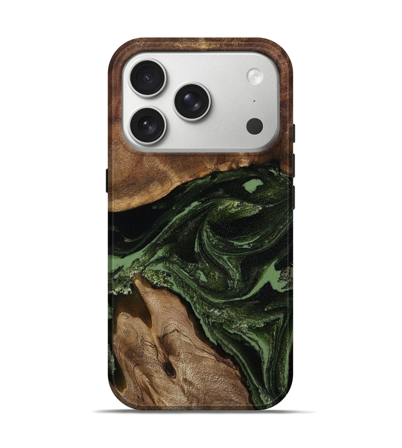 iPhone 17 Pro Wood Live Edge Phone Case - Gerhard (Green, 805238)