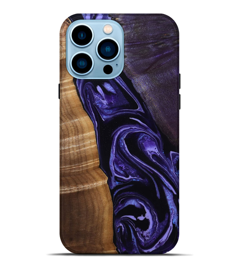 iPhone 14 Pro Max Wood Live Edge Phone Case - Maleah (Purple, 805252)