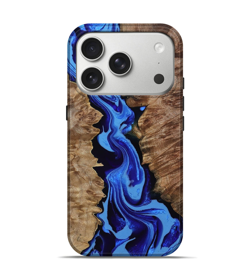 iPhone 17 Pro Wood Live Edge Phone Case - Hayley (Blue, 805261)