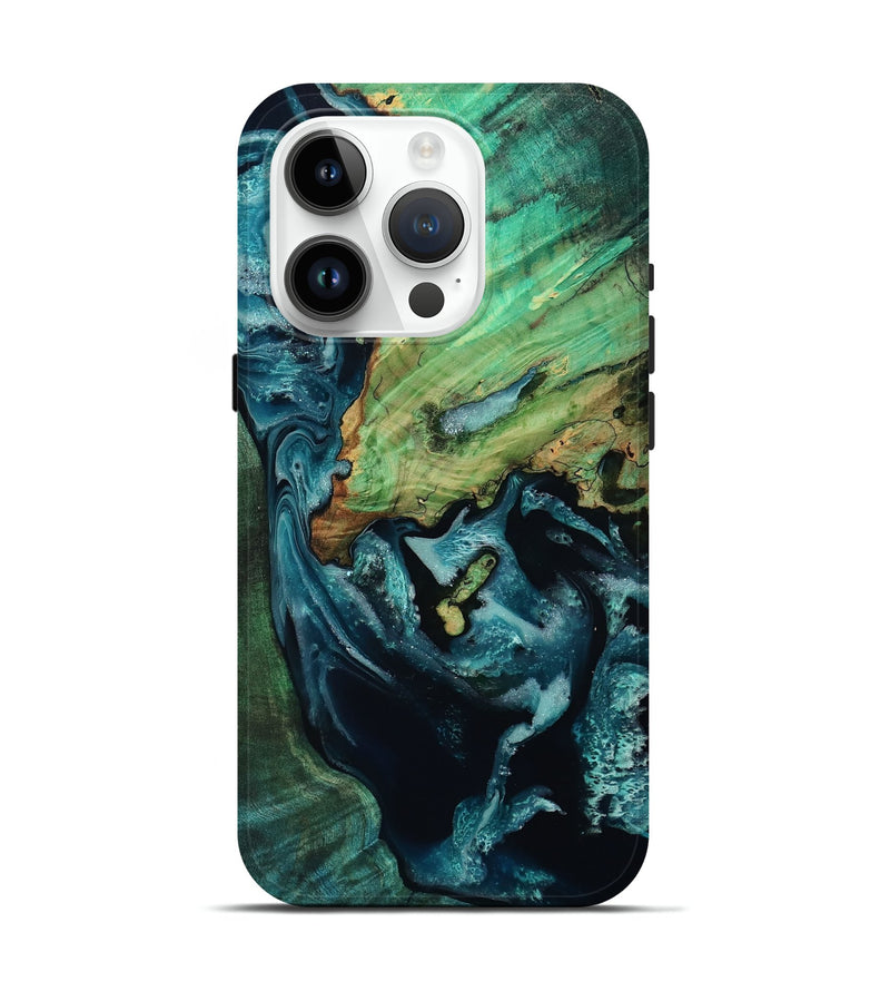iPhone 15 Pro Wood Live Edge Phone Case - Dortha (Green, 805264)