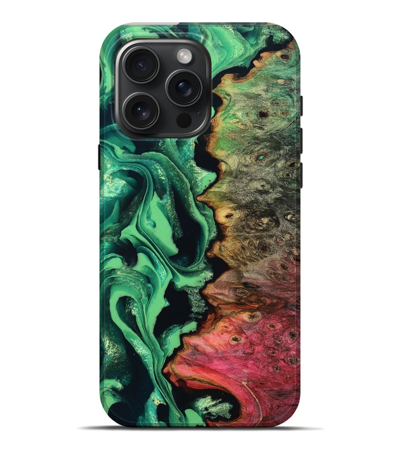 iPhone 16 Pro Max Wood Live Edge Phone Case - Kadijah (Green, 805265)
