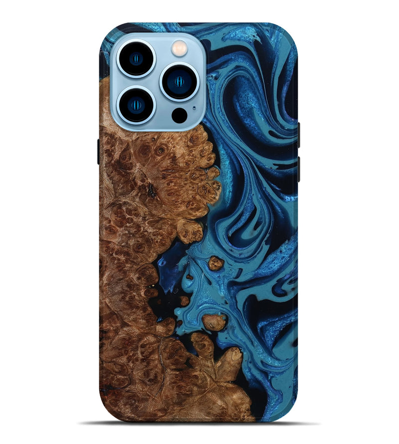 iPhone 14 Pro Max Wood Live Edge Phone Case - Yousef (Blue, 805353)