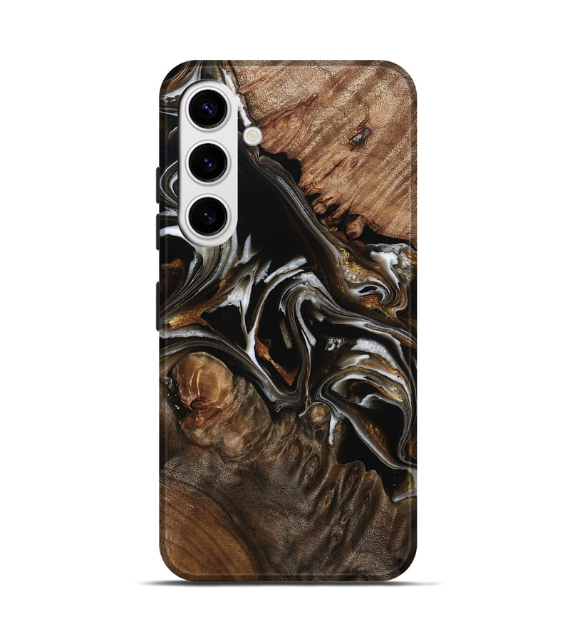 Galaxy S25 Wood Live Edge Phone Case - Amaya (Black & White, 805365)