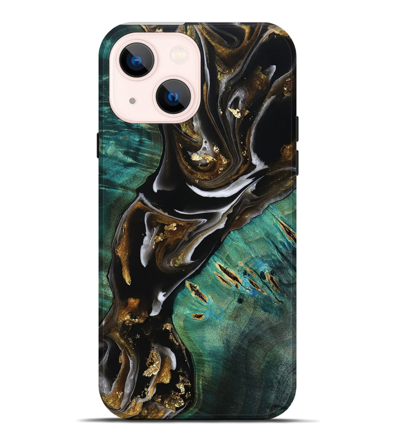 iPhone 14 Plus Wood Live Edge Phone Case - Maddie (Black & White, 805367)