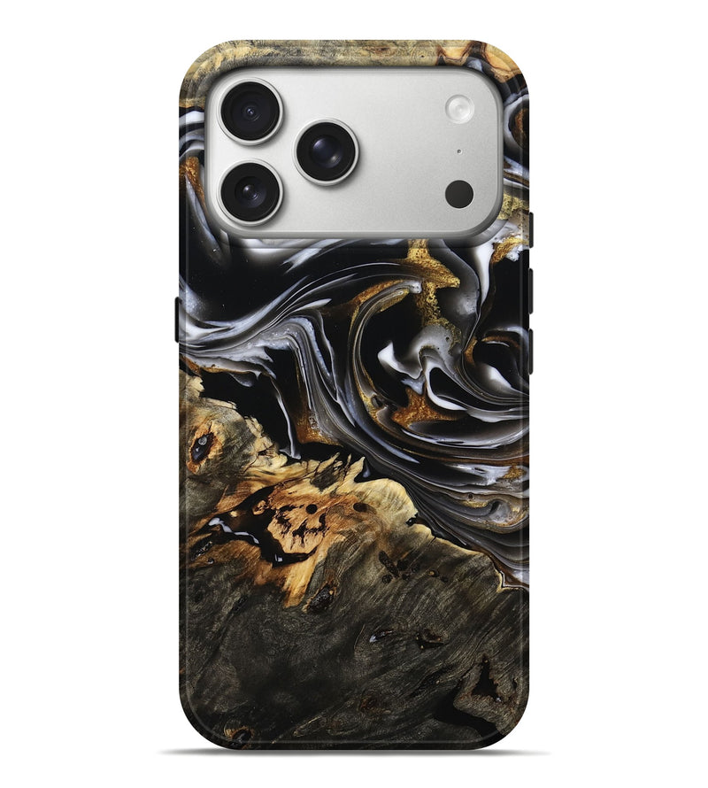 iPhone 17 Pro Max Wood Live Edge Phone Case - Mahlon (Black & White, 805379)