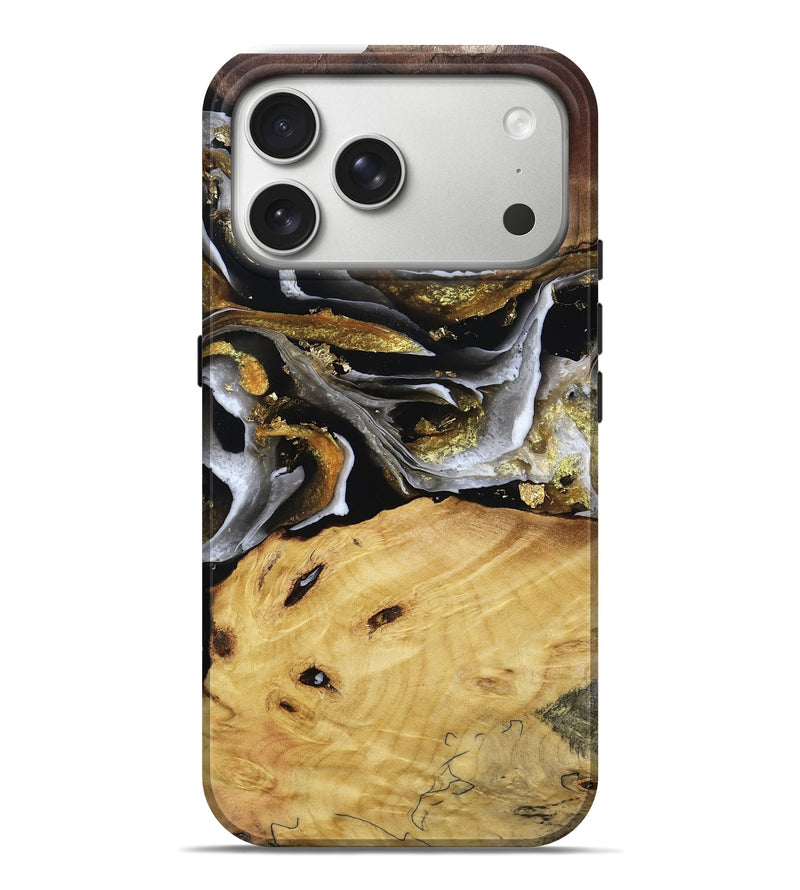 iPhone 17 Pro Max Wood Live Edge Phone Case - Rohan (Black & White, 805383)