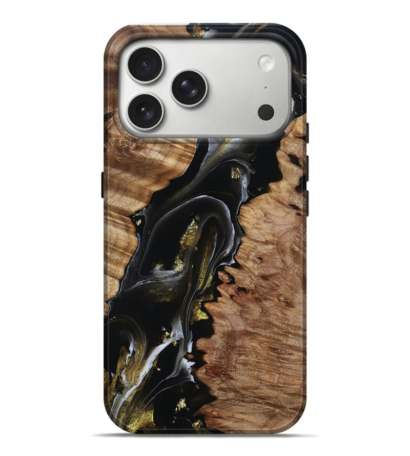 iPhone 17 Pro Max Wood Live Edge Phone Case - Graham (Black & White, 805384)