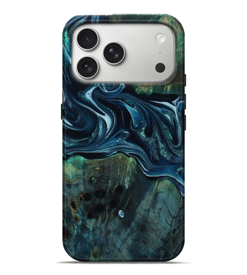 iPhone 17 Pro Max Wood Live Edge Phone Case - Aubrey (Blue, 805388)