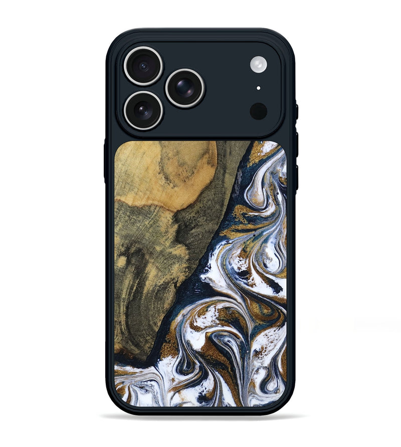 iPhone 17 Pro Max Wood Phone Case - Aryana (Teal & Gold, 805401)