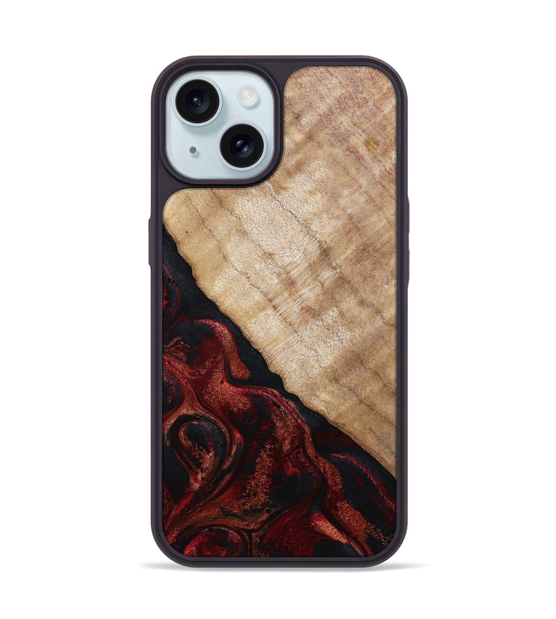 iPhone 15 Wood Phone Case - Shani (Red, 805410)