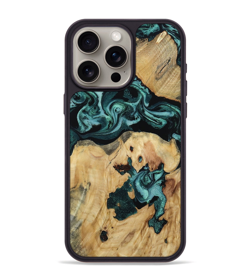 iPhone 15 Pro Max Wood Phone Case - Melva (Green, 805418)