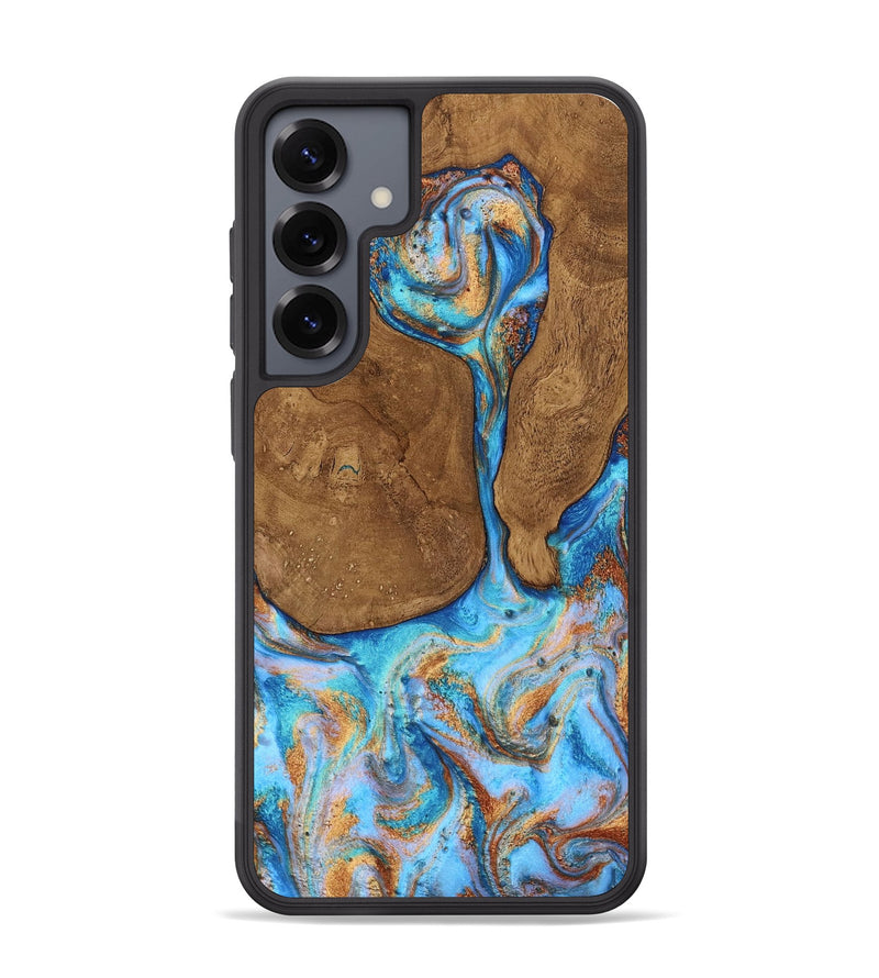 Galaxy S25 Plus Wood Phone Case - Emmett (Teal & Gold, 805465)