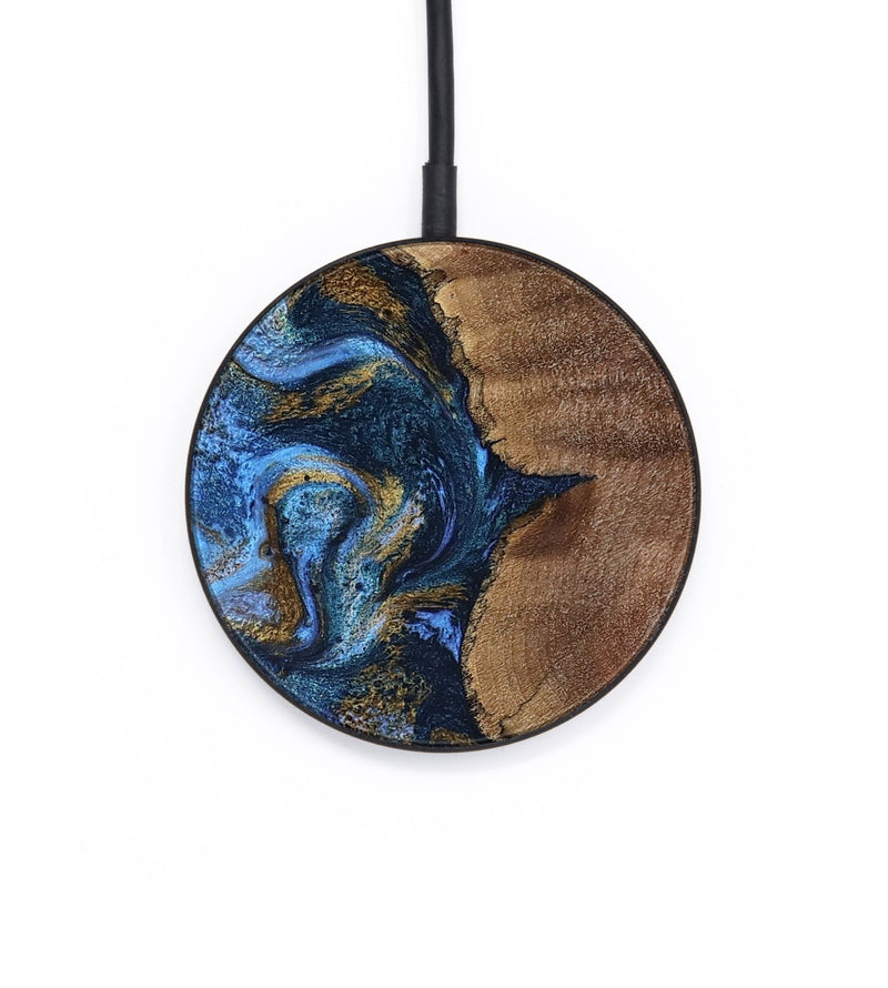 Circle Wood Wireless Charger - Melinda (Teal & Gold, 805466)