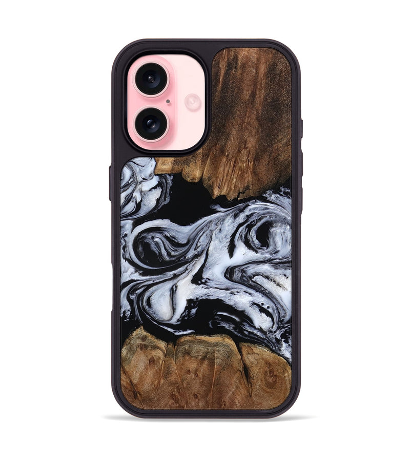 iPhone 16 Wood Phone Case - Derek (Black & White, 805477)